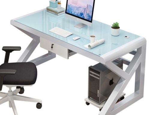Wholesale high quality steel tempered glass office computer desks